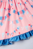 Pink Flag Print Dress